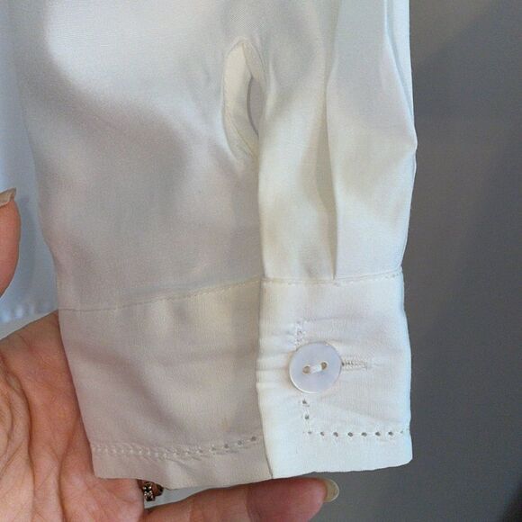 Vtg 90s Susan Bristol petites white blouse with pine needle embroidery - Picture 10 of 13